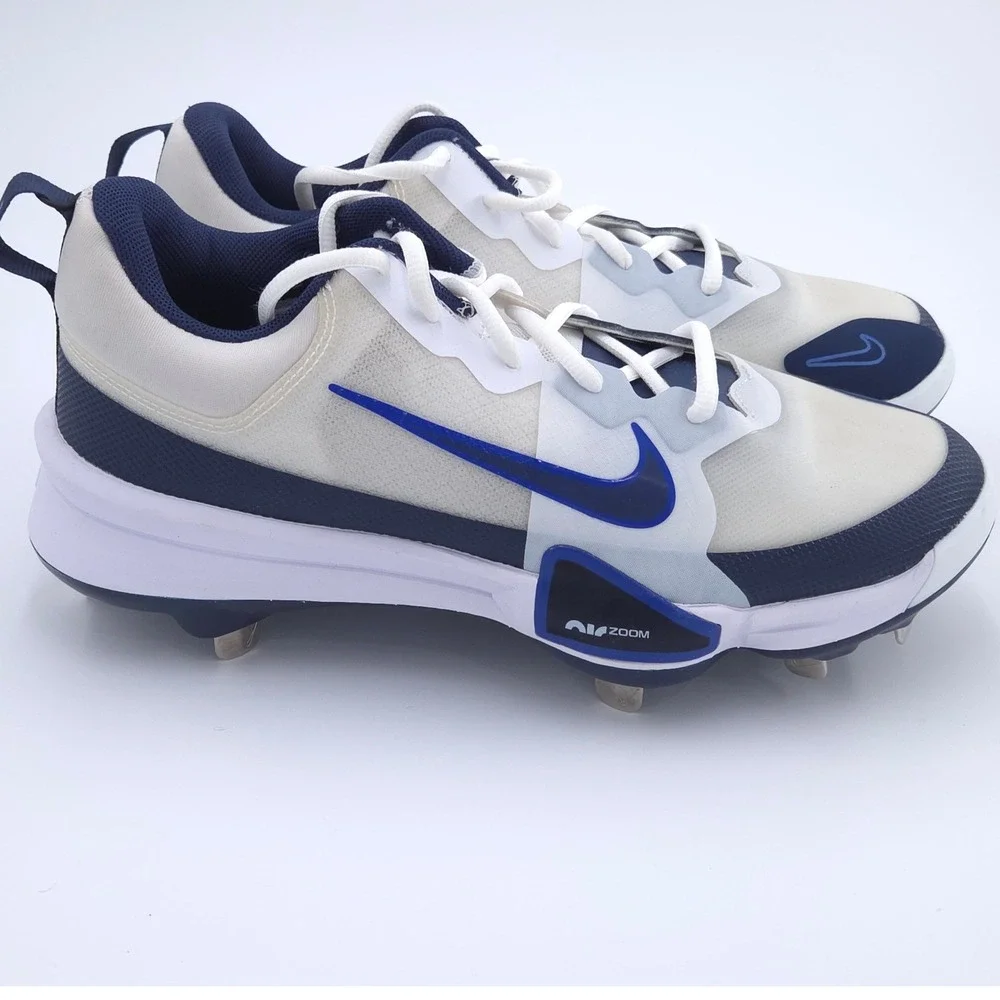Nike Air Zoom Trout 9 Pro Baseball Cleats Mens 7 White Blue Cushion Metal NEW